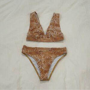 Billabong Yellow Snakeskin Print Bikini Set